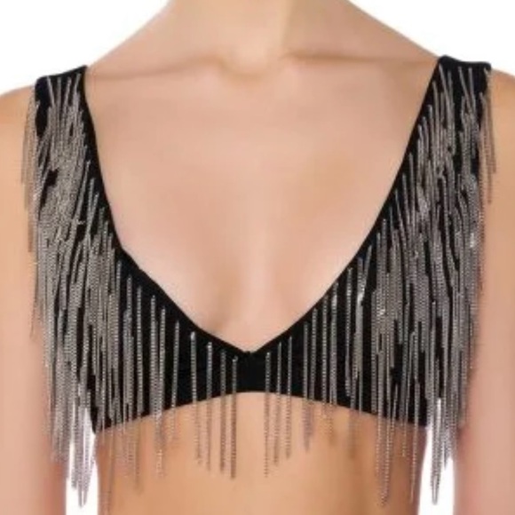 AKIRA Tops - NWT Black Metal Chain Bralette